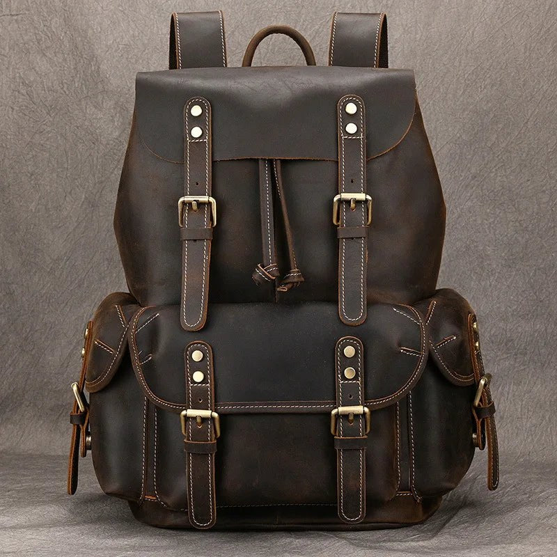 The Cavalier Leather Backpack in Ebony