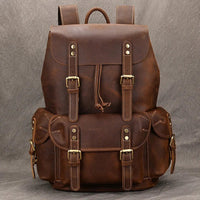 The Cavalier Leather Backpack in Red Brown