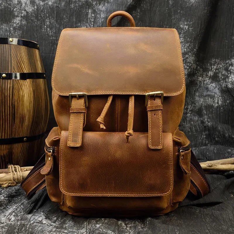 The Cavalier Leather Backpack in Sienna