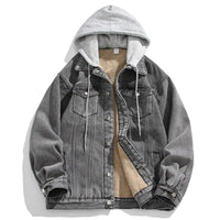 The Central Hooded Denim Jacket in Slate Gray