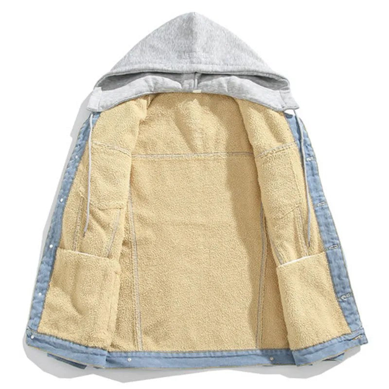 The Central Hooded Denim Jacket in Washed Denim