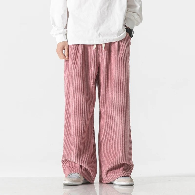 The Easy Street Corduroy Sweatpants in Salmon Pink