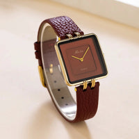 The "Elaine" Leather Strap Watch, 30mm in Cabernet
