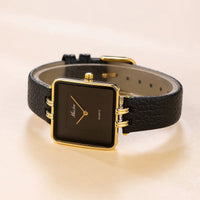 The "Elaine" Leather Strap Watch, 30mm in Charcoal