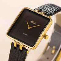The "Elaine" Leather Strap Watch, 30mm in Charcoal