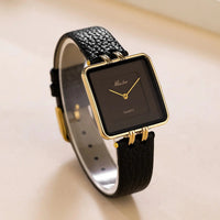 The "Elaine" Leather Strap Watch, 30mm in Charcoal