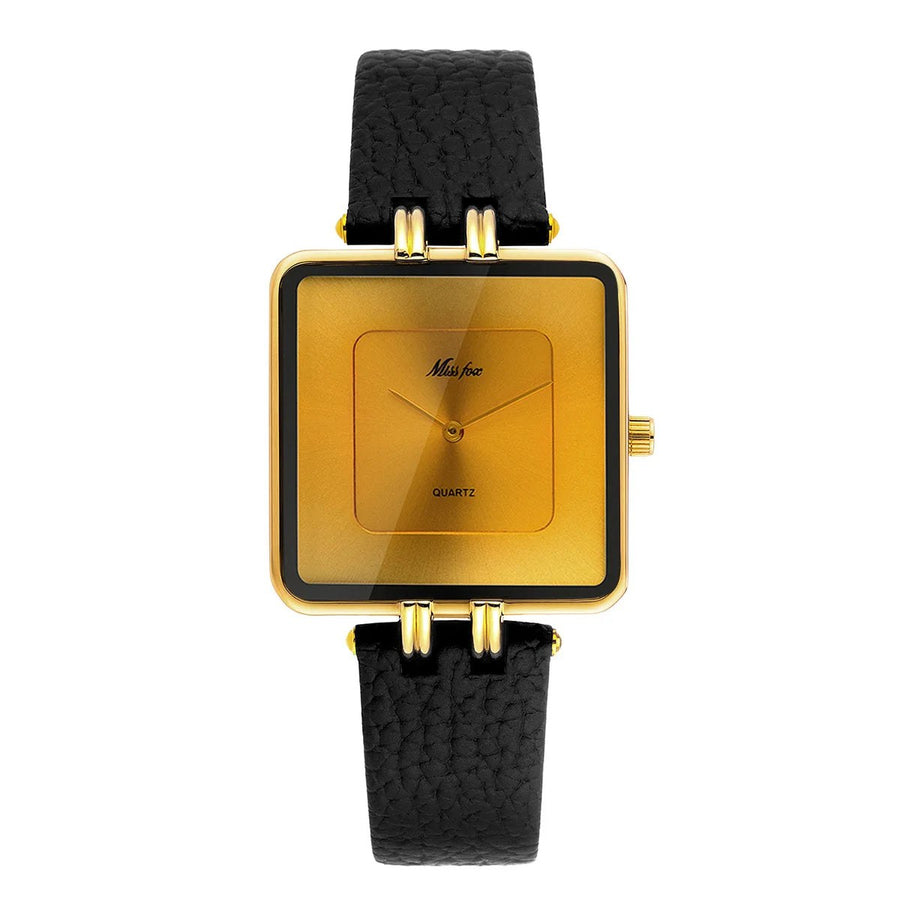 The "Elaine" Leather Strap Watch, 30mm in Gold