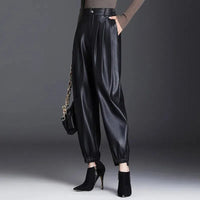 The Elise Faux Leather Pants in Sienna Brown