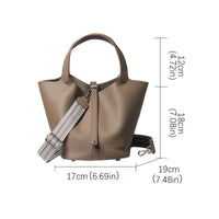 The Elora Leather Tote Bag in Beige