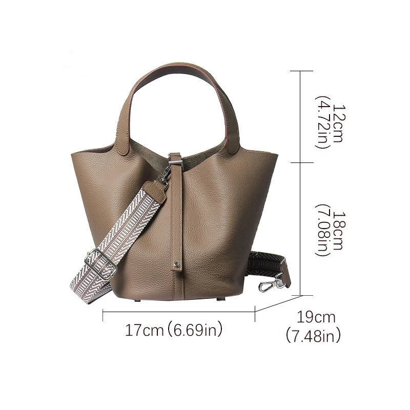 The Elora Leather Tote Bag in Beige