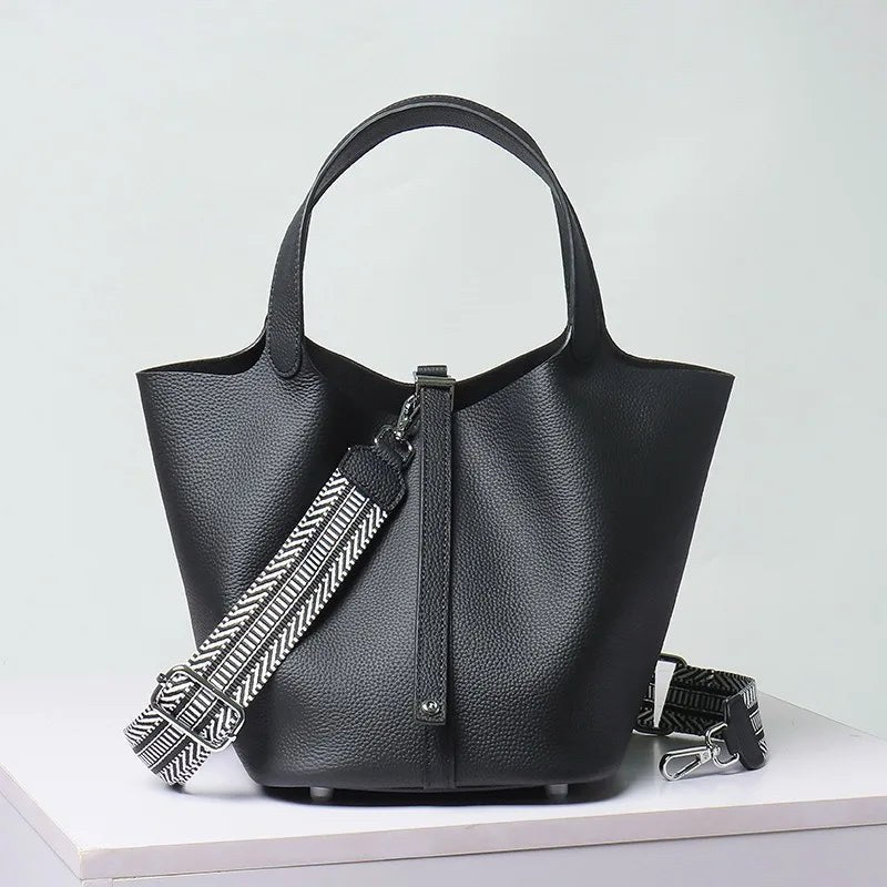 The Elora Leather Tote Bag in Charcoal