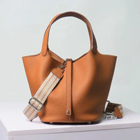 The Elora Leather Tote Bag in Sienna Brown