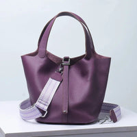 The Elora Leather Tote Bag in Violet