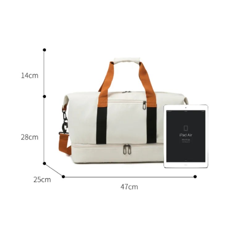 The Getaway Drop Bottom Duffel in Beige