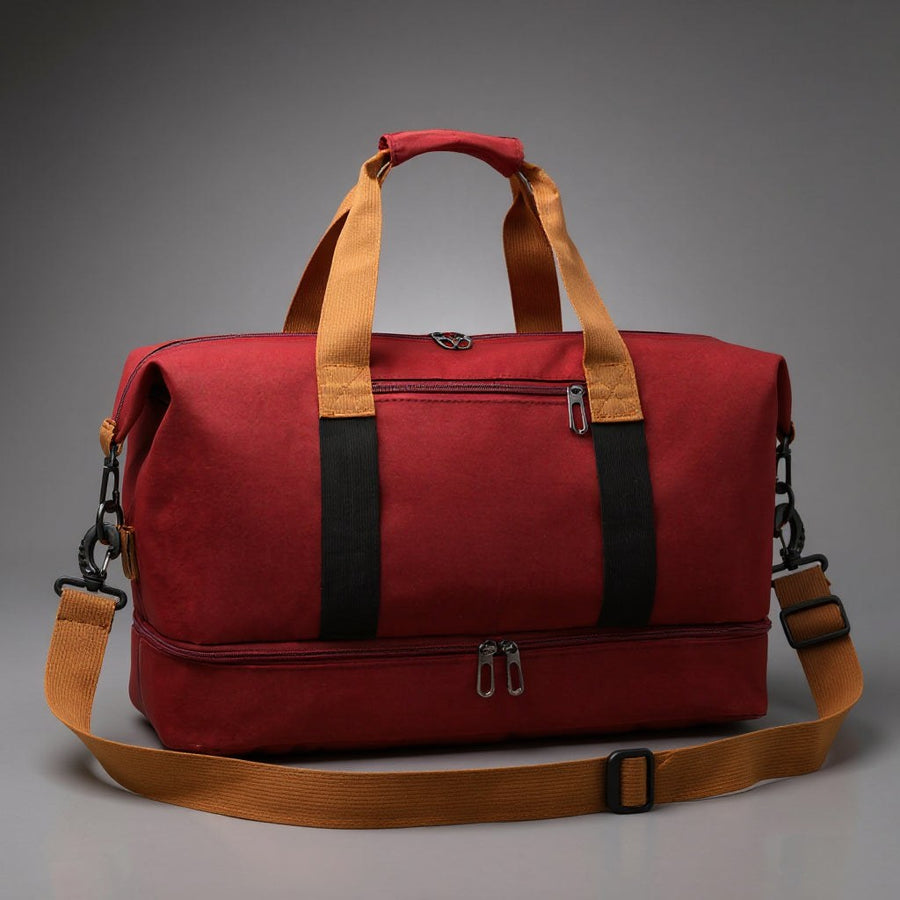 The Getaway Drop Bottom Duffel in Crimson