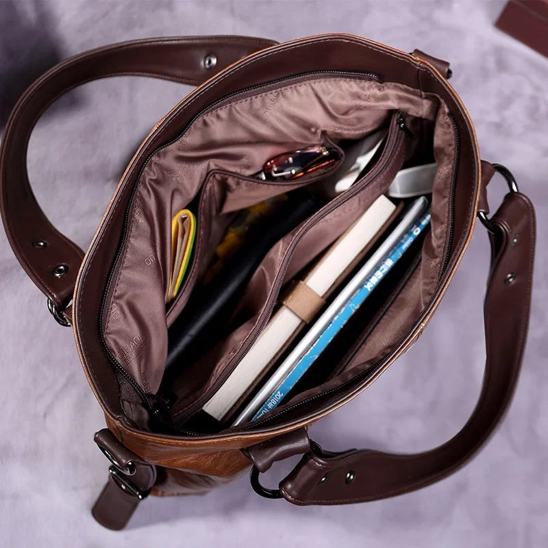 The Isabelle Leather Tote Bag in Sienna Brown
