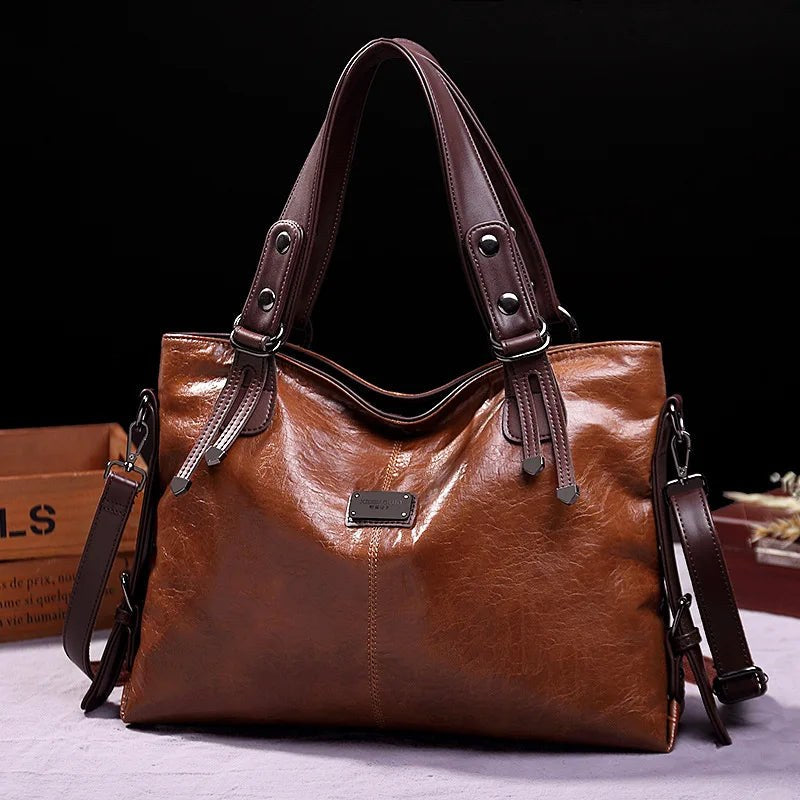 The Isabelle Leather Tote Bag in Sienna Brown
