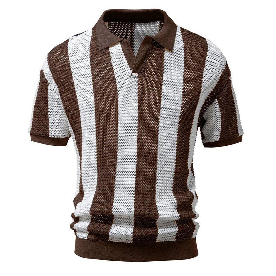 The Marbella Knit Polo in Espresso Brown