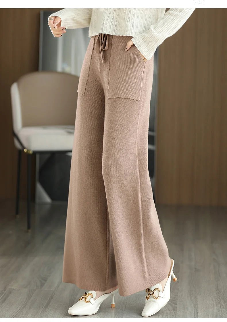 The Nadine Wool Knit Pant in Black