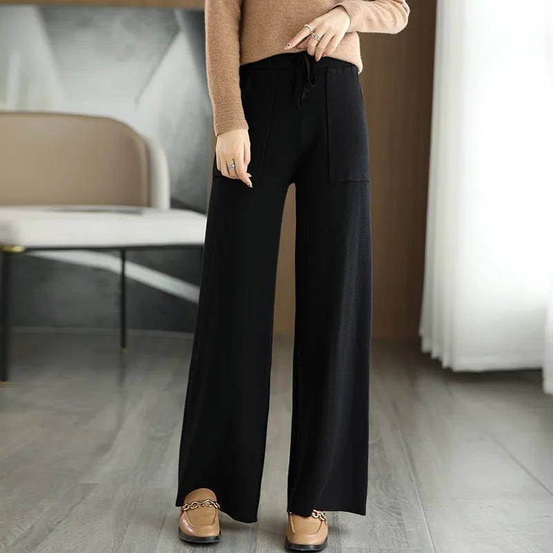 The Nadine Wool Knit Pant in Black