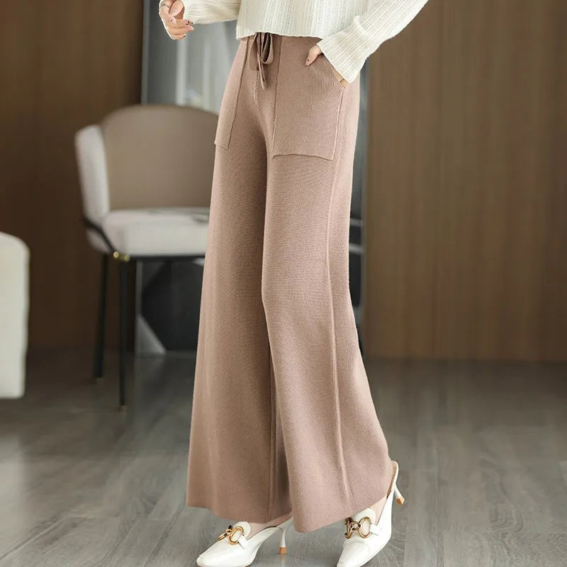 The Nadine Wool Knit Pant in Camel