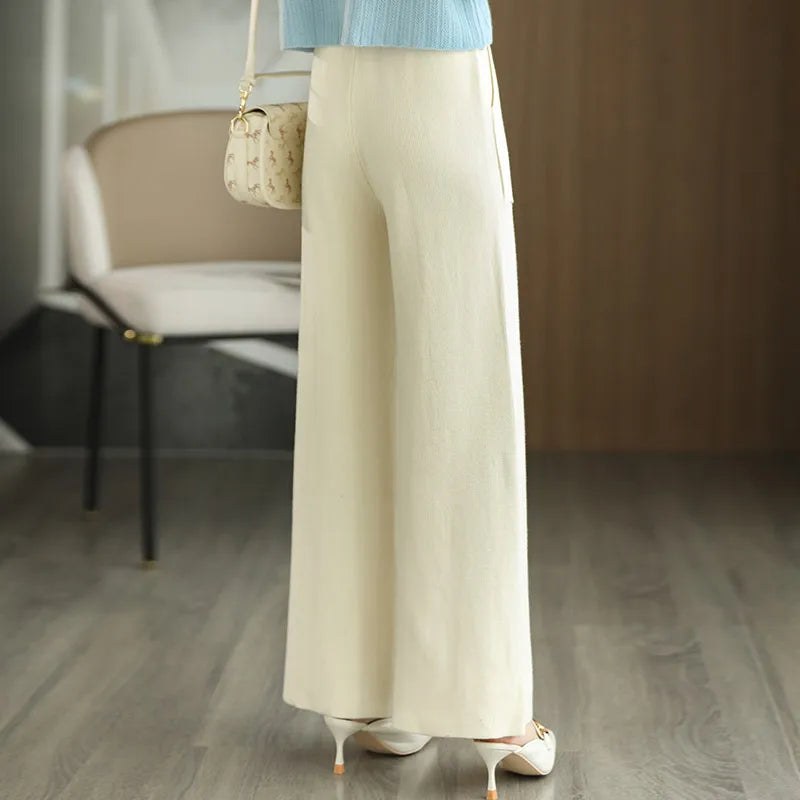The Nadine Wool Knit Pant in Pearl