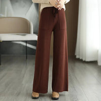 The Nadine Wool Knit Pant in Sienna Brown