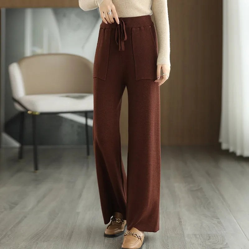 The Nadine Wool Knit Pant in Slate Gray