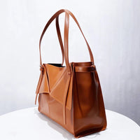 The Nantucket Leather Tote in Sienna Brown