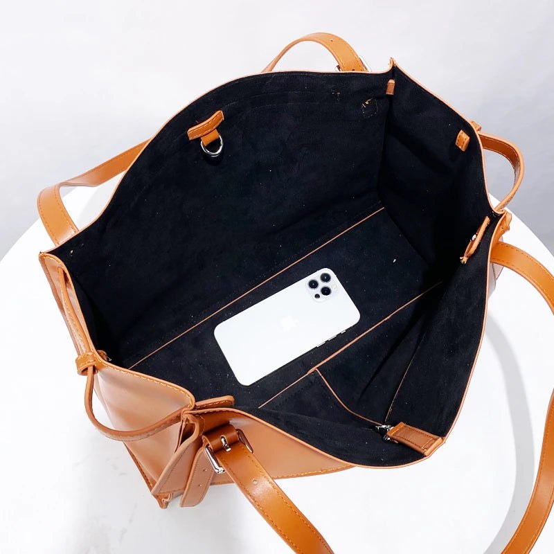 The Nantucket Leather Tote in Sienna Brown