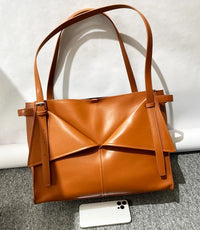 The Nantucket Leather Tote in Sienna Brown