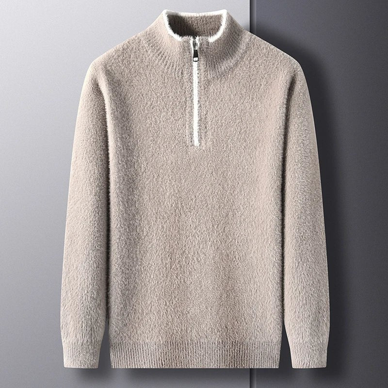The Oakford Quarter Zip Pullover in Biege