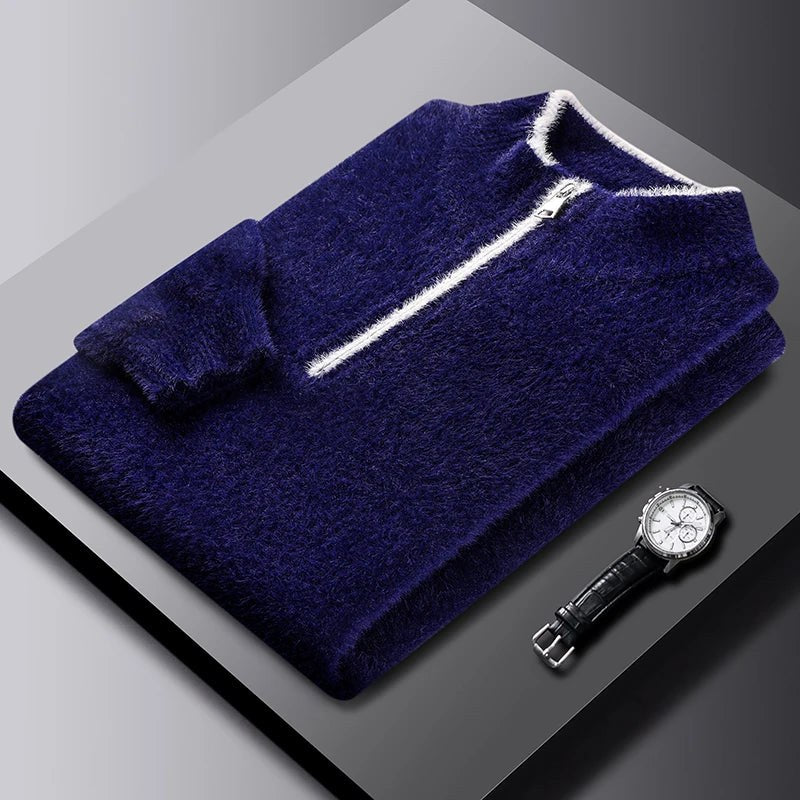 The Oakford Quarter Zip Pullover in Navy Blue