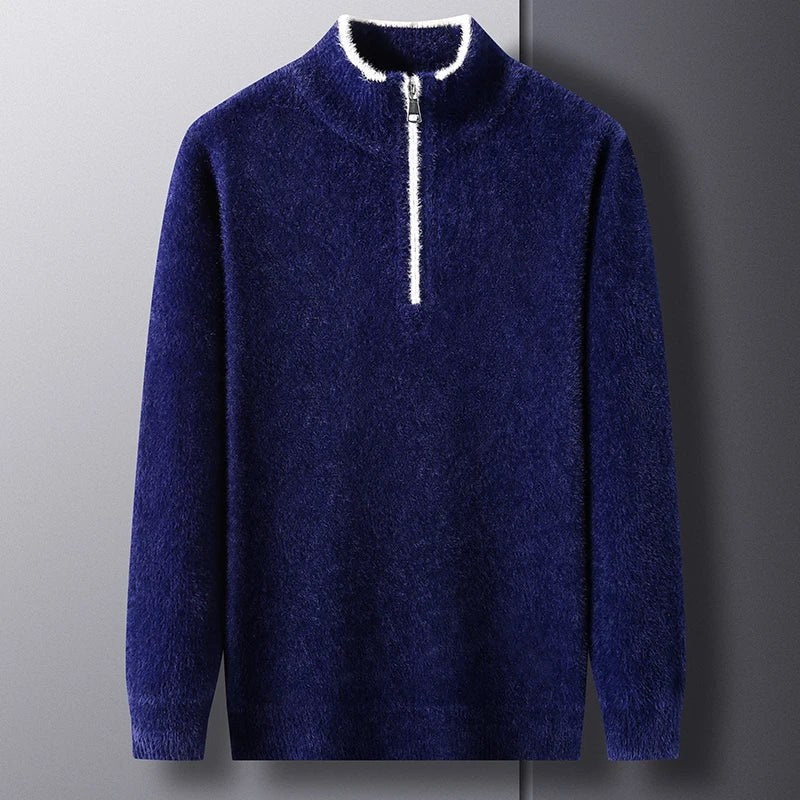 The Oakford Quarter Zip Pullover in Navy Blue