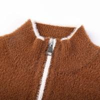 The Oakford Quarter Zip Pullover in Sienna Brown