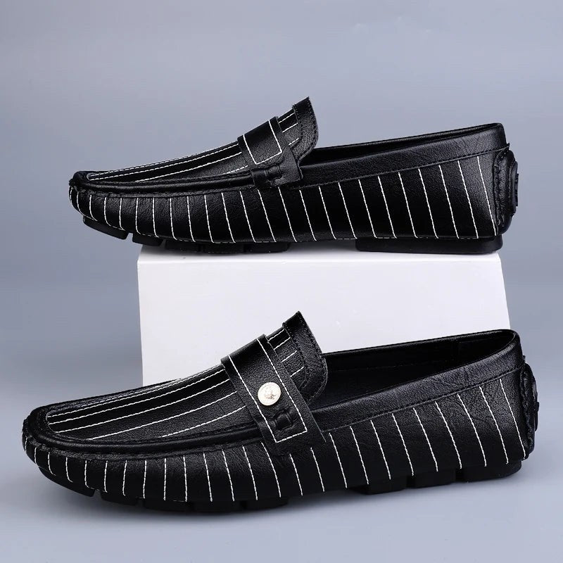 The Pinstripe Sorrento Loafer in Charcoal
