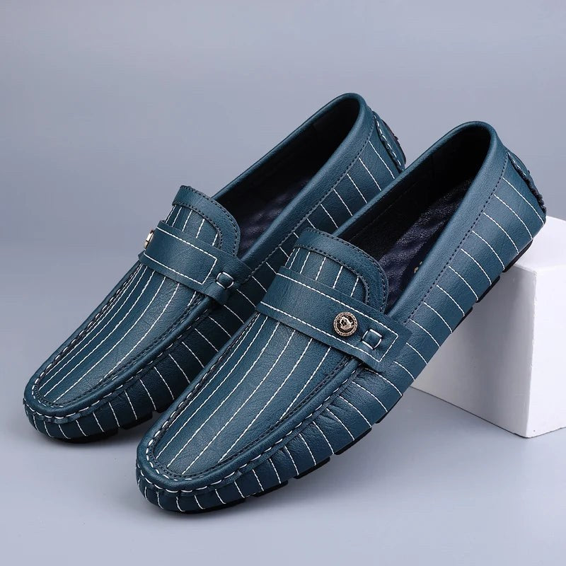 The Pinstripe Sorrento Loafer in Deep Ocean