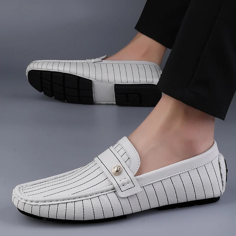 The Pinstripe Sorrento Loafer in Pearl