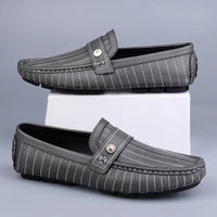The Pinstripe Sorrento Loafer in Slate Gray