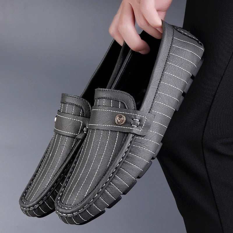 The Pinstripe Sorrento Loafer in Slate Gray