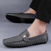 The Pinstripe Sorrento Loafer in Slate Gray