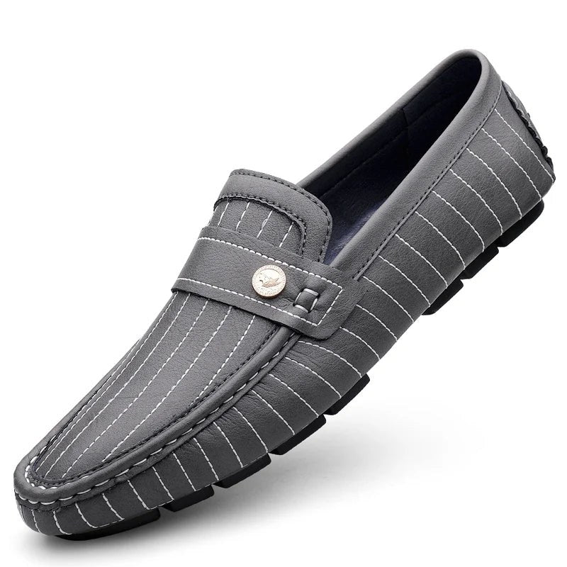 The Pinstripe Sorrento Loafer in Slate Gray