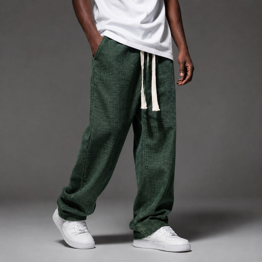 The Porto Linen Pant in Forest Green