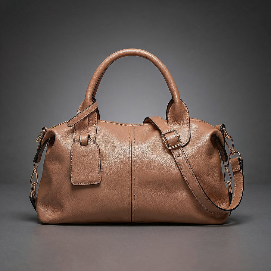 The Roma Bowler Bag in Taupe