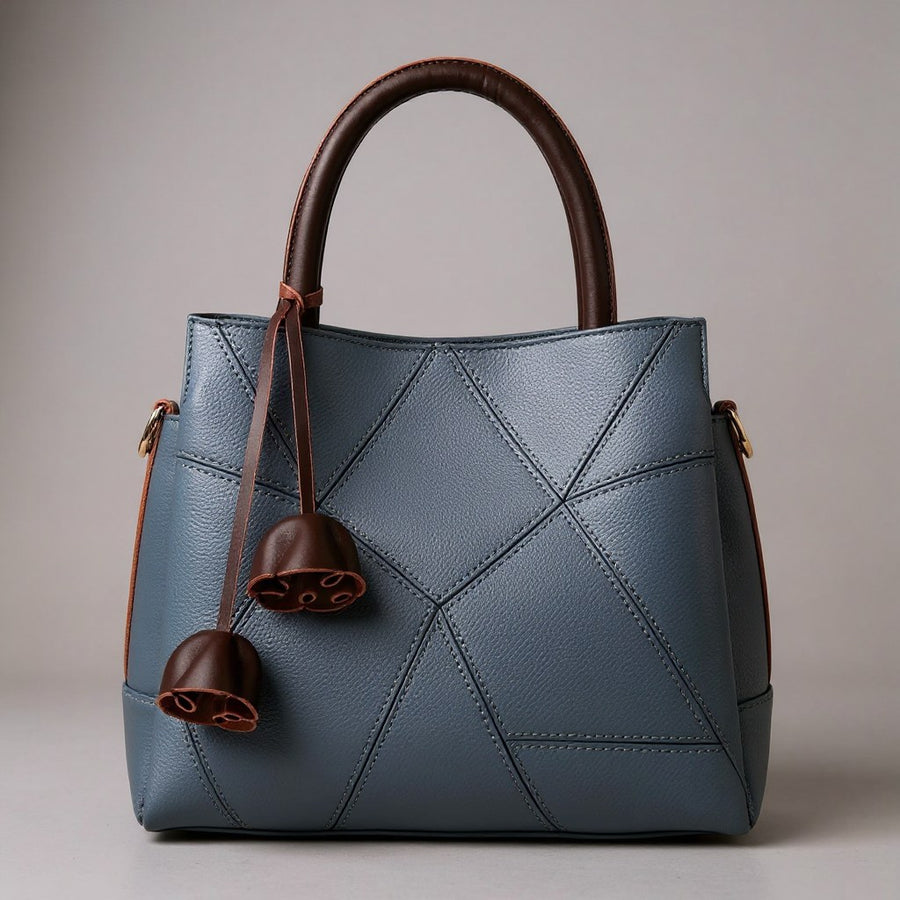 The Soho Leather Tote Bag in Ocean Blue