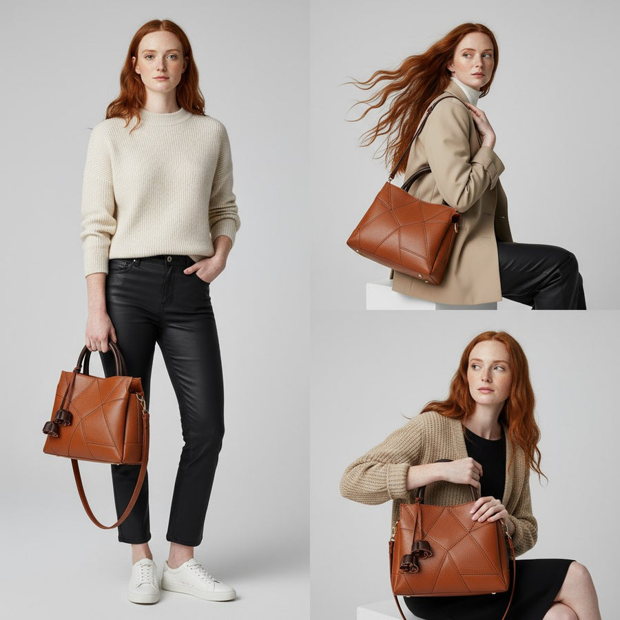 The Soho Leather Tote Bag in Sienna Brown