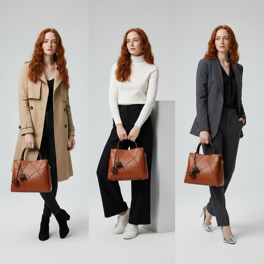 The Soho Leather Tote Bag in Sienna Brown