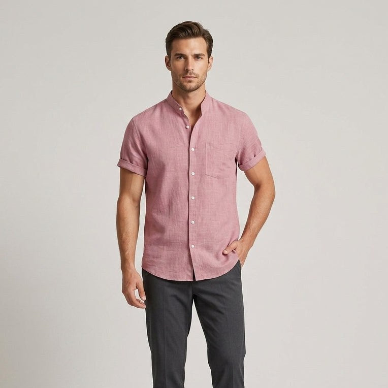 The Weekend Linen Shirt in Salmon