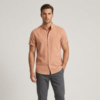 The Weekend Linen Shirt in Tangerine