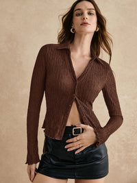 Thea Blouse with Long Sleeve in Coffee